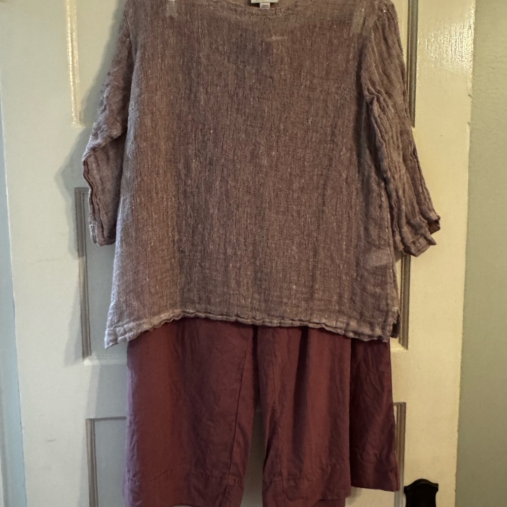 Pure Jill Linen 2-piece outfit in Soft Mauve